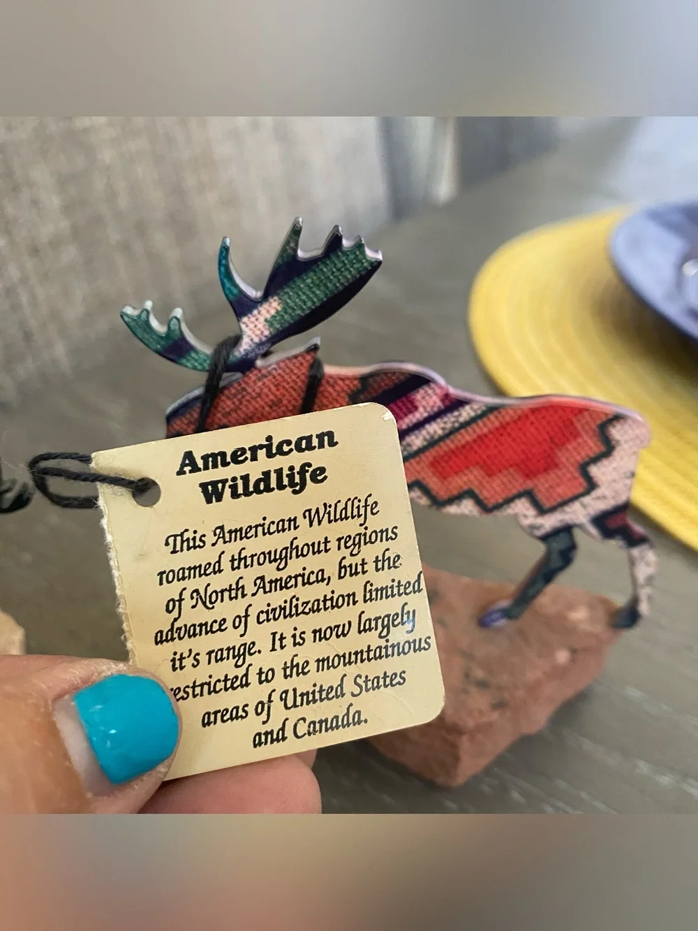 Lot Of 2 Steel Images Of Moose On Stone  Black and Multicolor